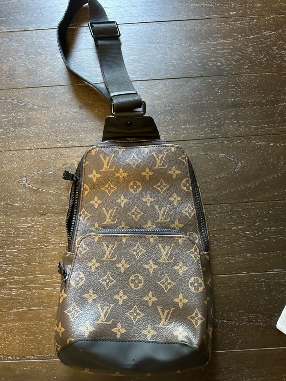 Monogram Leather Crossbody Sling in Brown and Tan